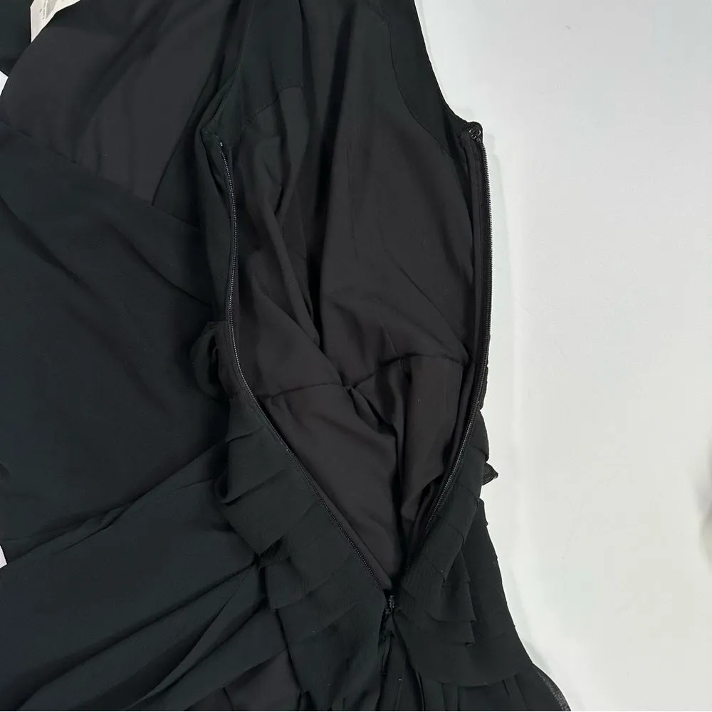 Banana Republic Womens Size 0 Pleated Angled Cut Vee Dress Midi Black NWT - Image 10