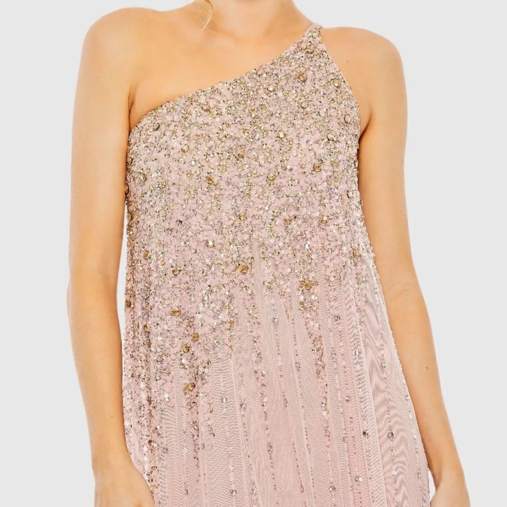 Mac Duggal 9224 Womens Pink One Shoulder Embellished Trapeze  Gown 16 18 20 - Image 4