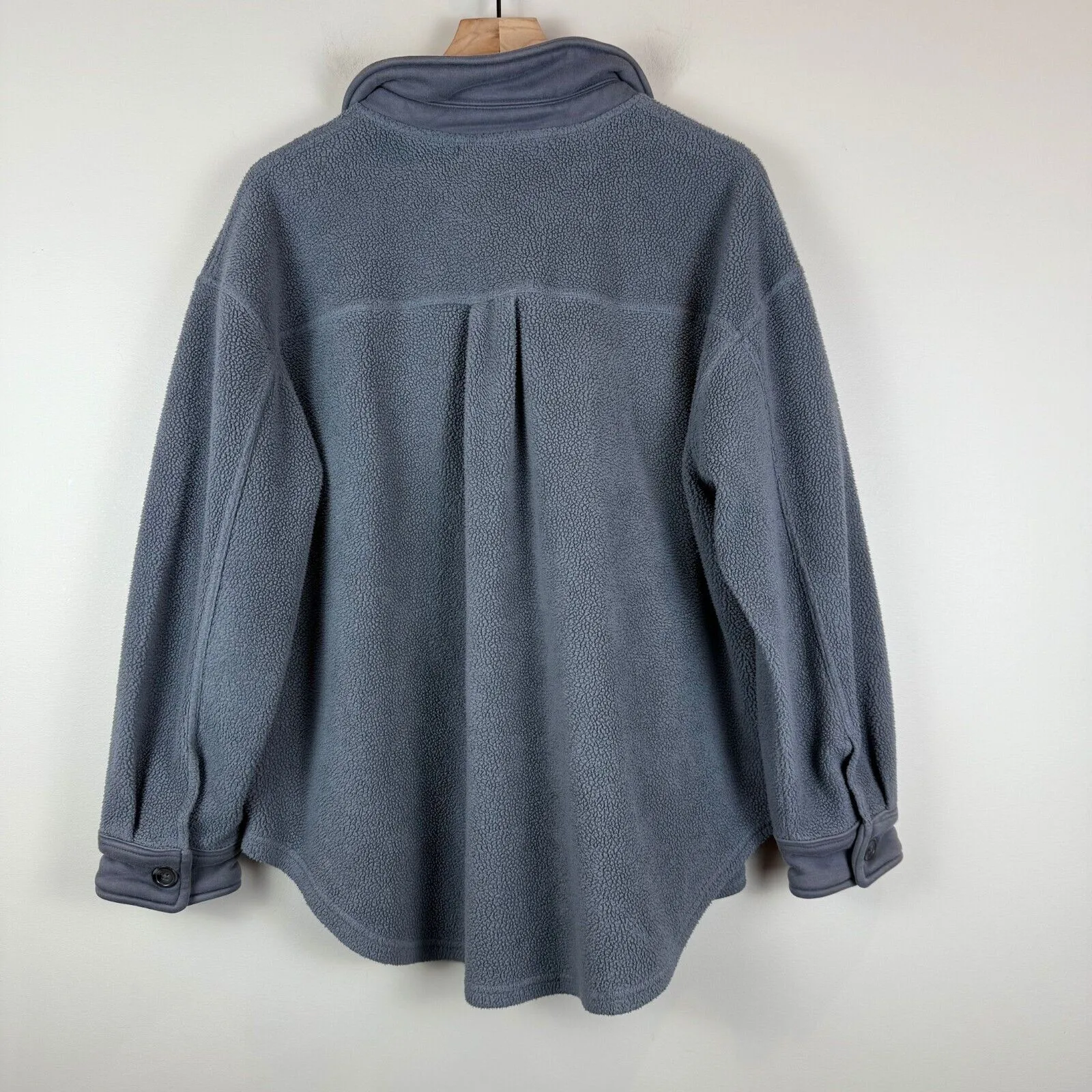 English Factory Oversized Jacket Women's Large Grey Fleece Button Down Shacket - Image 6