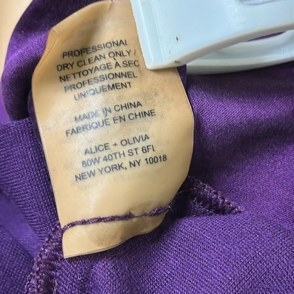 Alice + Olivia Vintage Purple Stretch Knit Victoria Peplum Zip Back Mini Dress M - Image 11