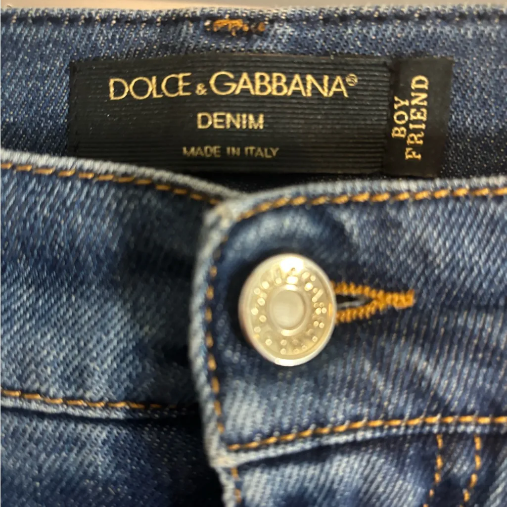 Dolce & Gabbana embroidered Blue boyfriend Jeans size 44 us 8 EUC - Image 5
