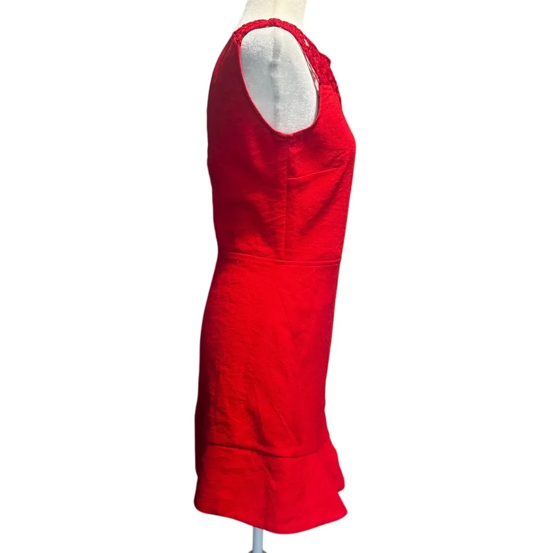 Maje Red Lace Asymmetric Faubourg Ruffle Dress Valentine's Day (Size 2/US Med) - Image 4