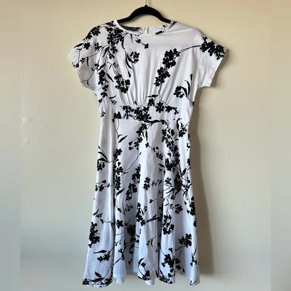 NWT Homeyee Women's White Short Sleeve Floral Casual A Line Midi Dress Fit Flare - Image 5