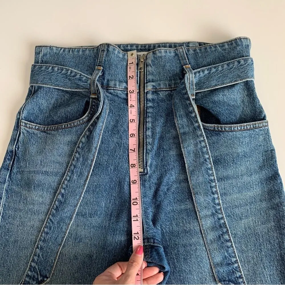 Reformation Yasmin Belted High Rise Straight Leg Inari Wash Blue Jeans Size 28 - Image 7