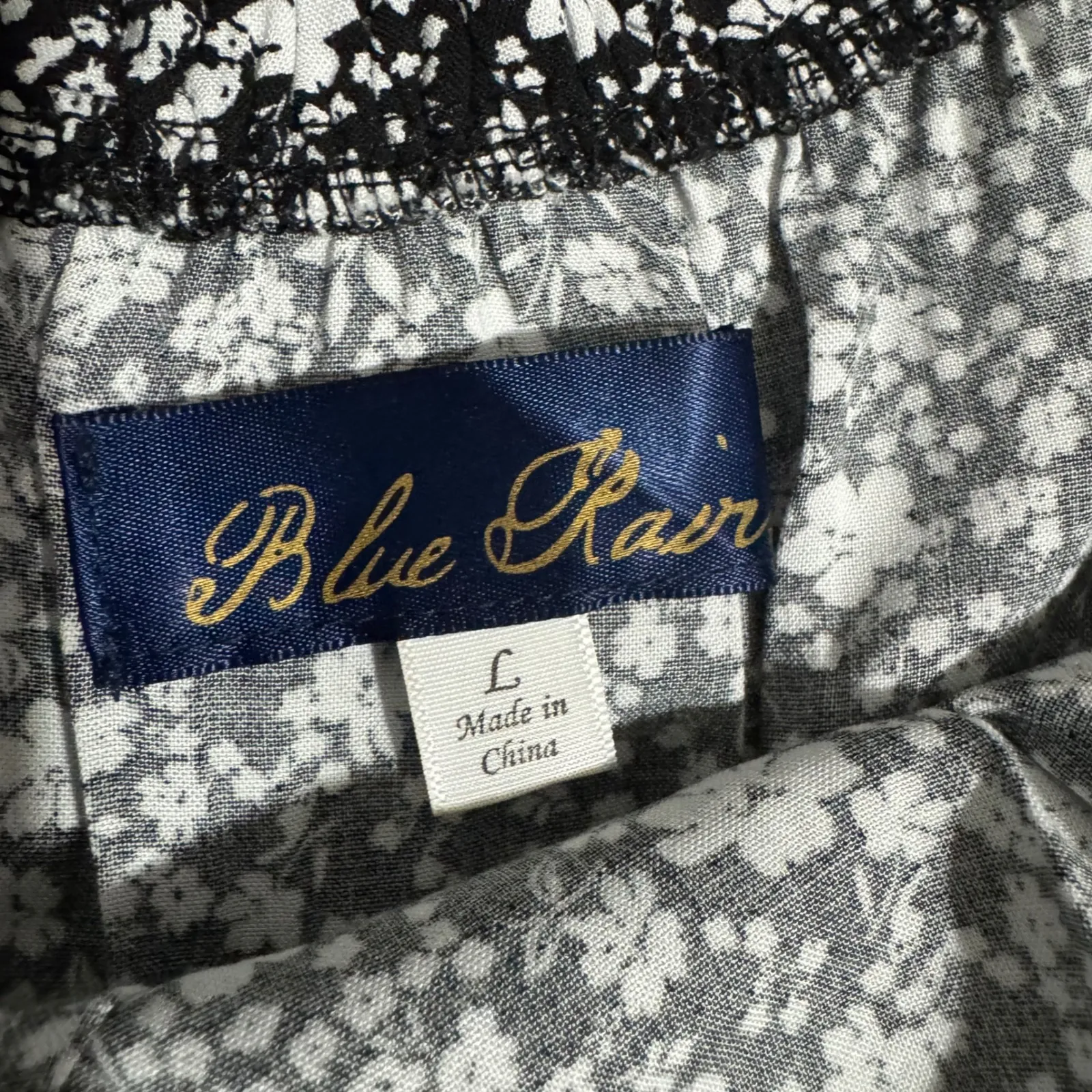 Blue Rair‎ Women Floral Jumpsuit Wide Leg Crop Tie Shoulder Smocked Waist Size L Black Size L - Image 9