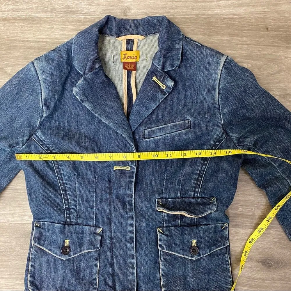 Anthropologie Louie Denim Jean Jacket Blazer 0 - Image 7