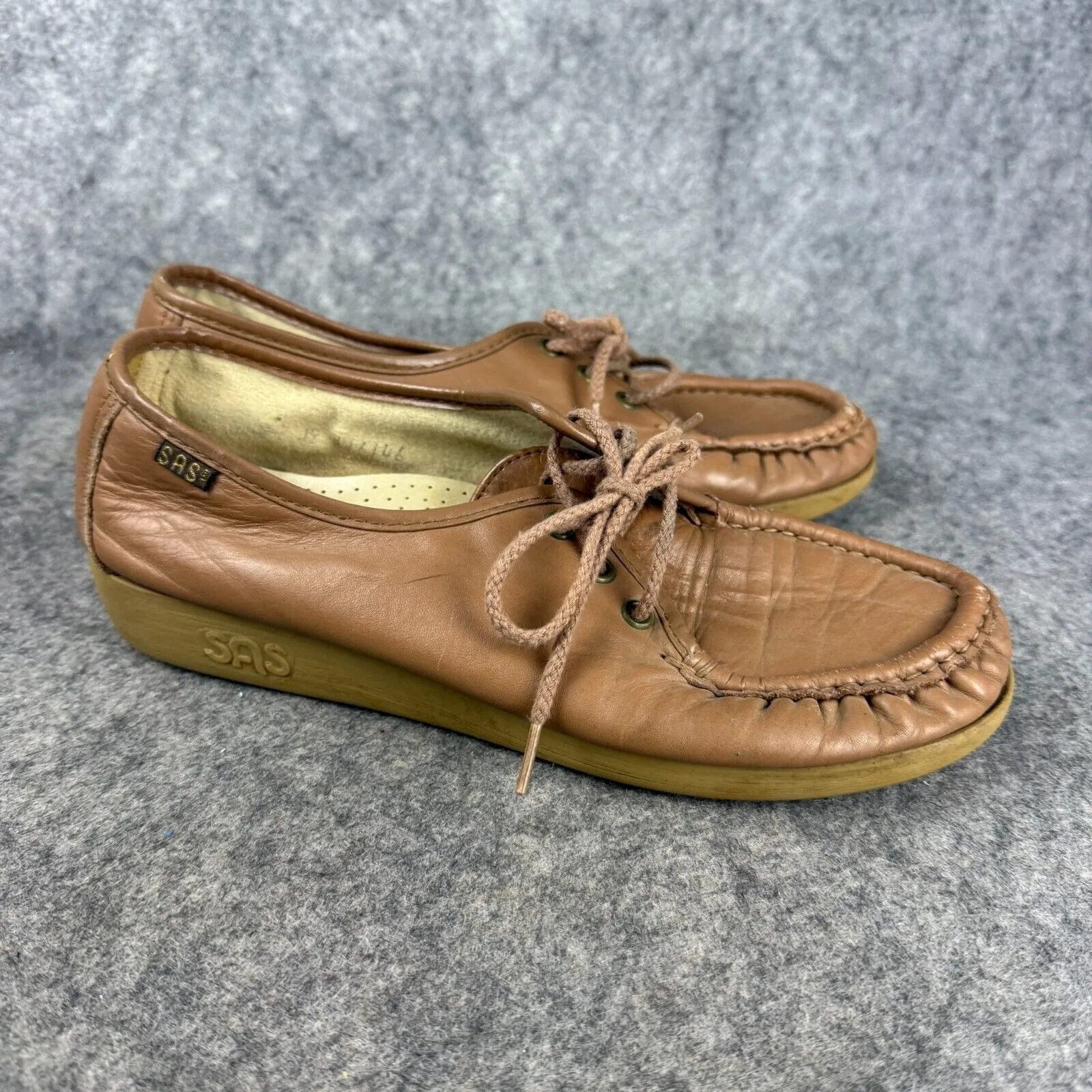 SAS Genuine Handsewn Women's Comfort Shoes Mocha Leather‎ 7 Nurse Grannycore Brown - Image 2