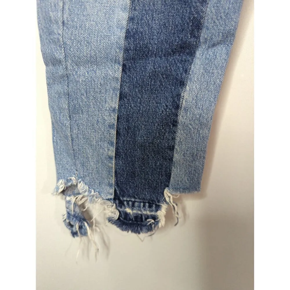 Frame Denim Nouveau Le Mix‎ Jeans Colorblocked Distressed Cropped Size 26 - Image 5