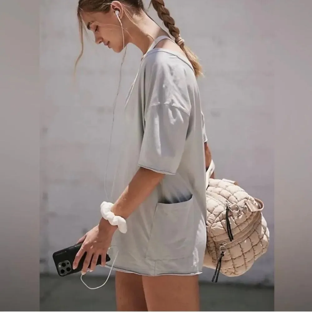 FREE PEOPLE MOVEMENT Hot Shot Tee Romper in Light Blue Grey Size XS - Image 4