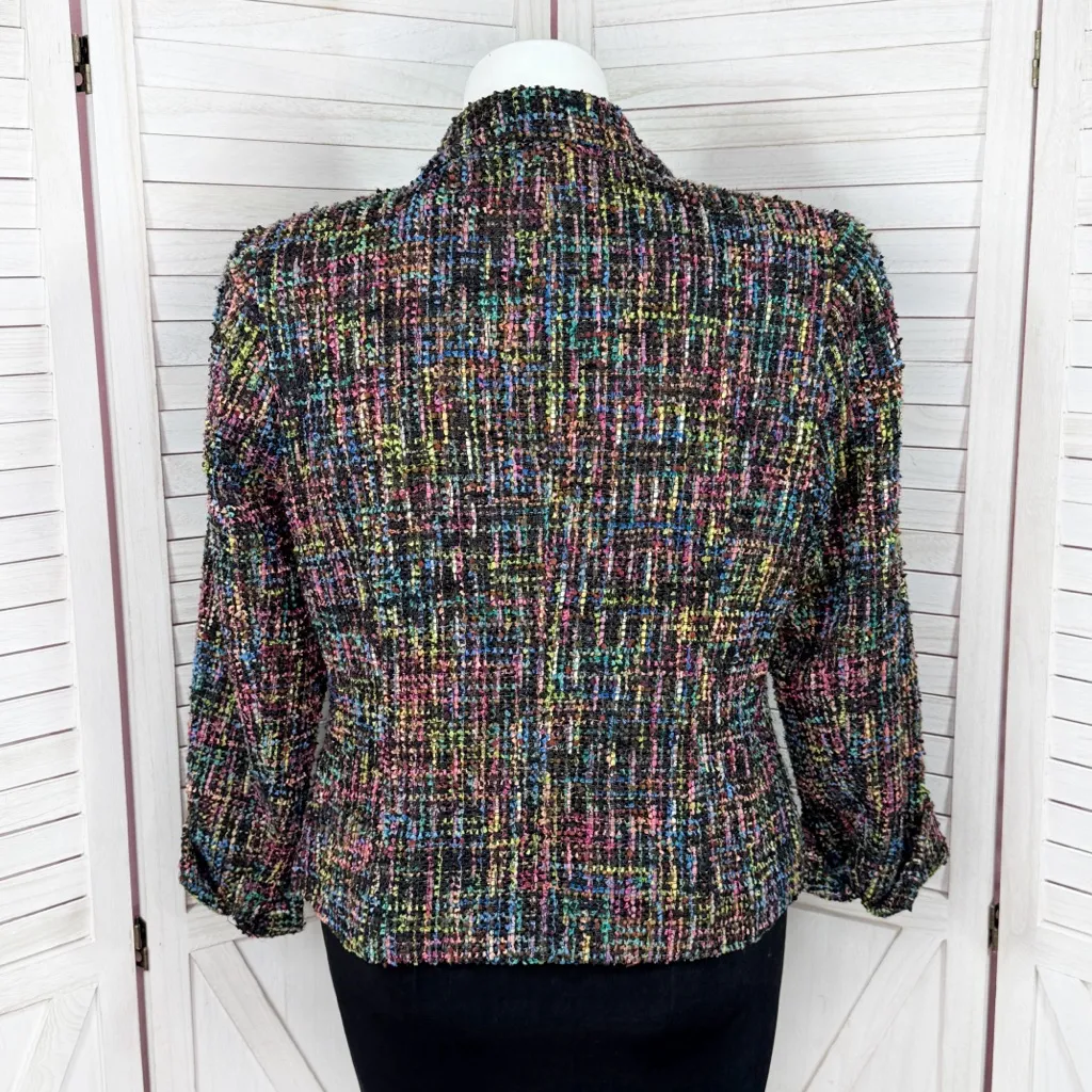 Vintage Coldwater Creek Boucle Tweed Wool Blend Blazer Jacket Multicolor 14 - Image 4