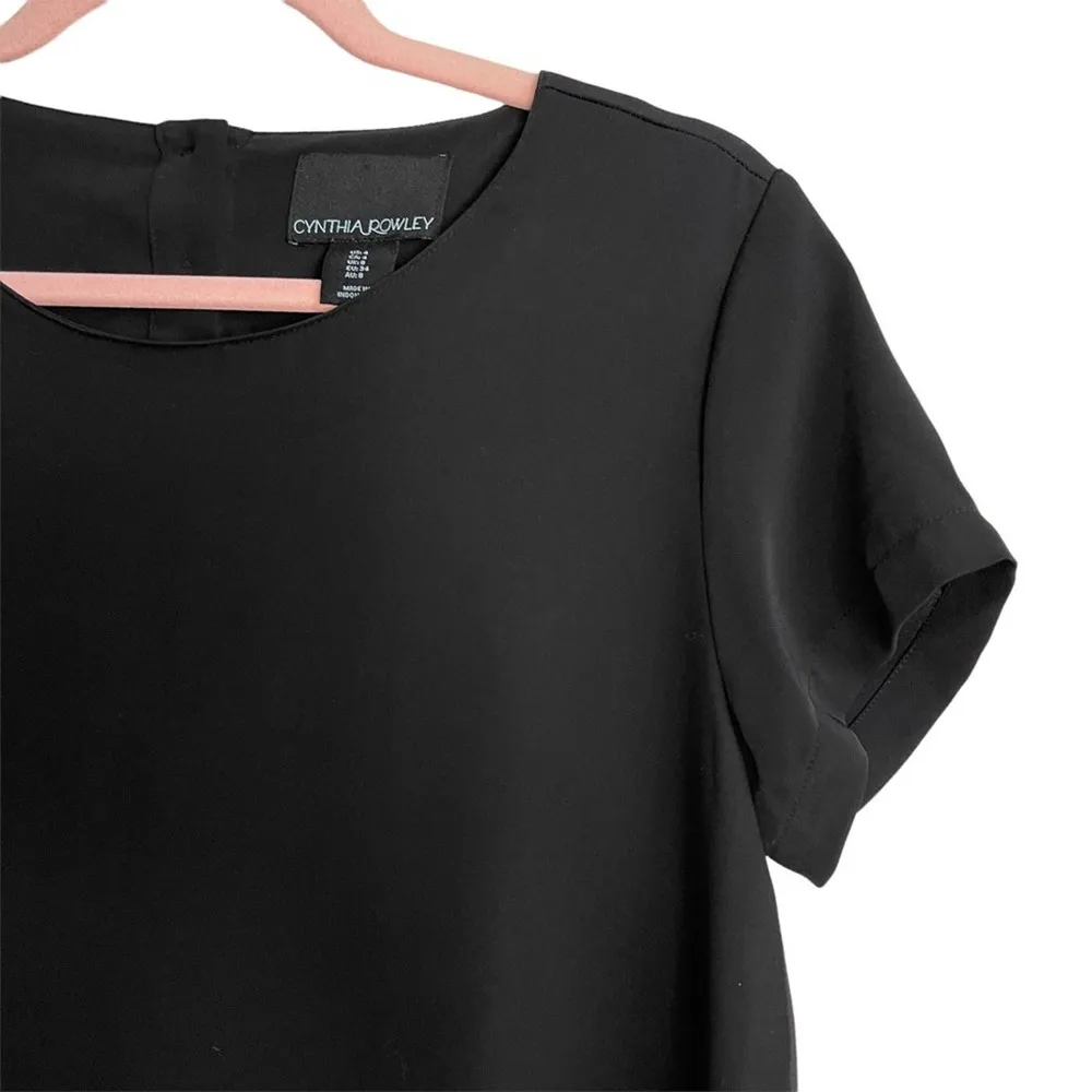 Cynthia Rowley Black Short Sleeve Babydoll Dress - Image 3