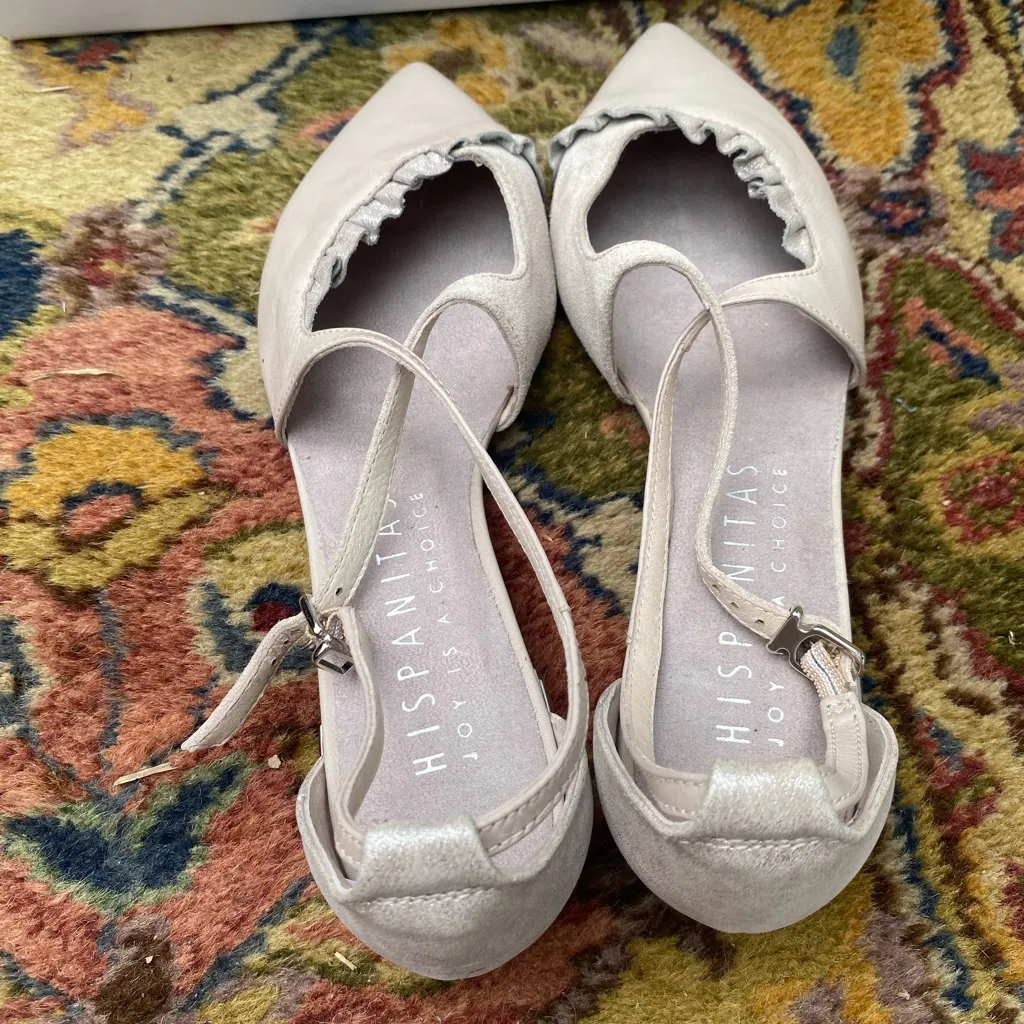 Hispanitas Beige Women's Flats with Ankle Strap Size 6 - Image 4
