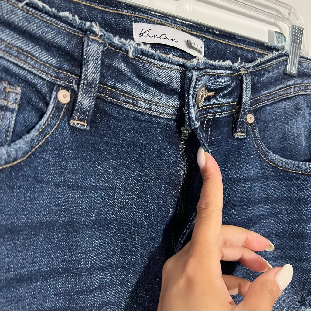 KanCan High‎ Rise Boyfriend Jeans Distressed Size 26 Blue - Image 8
