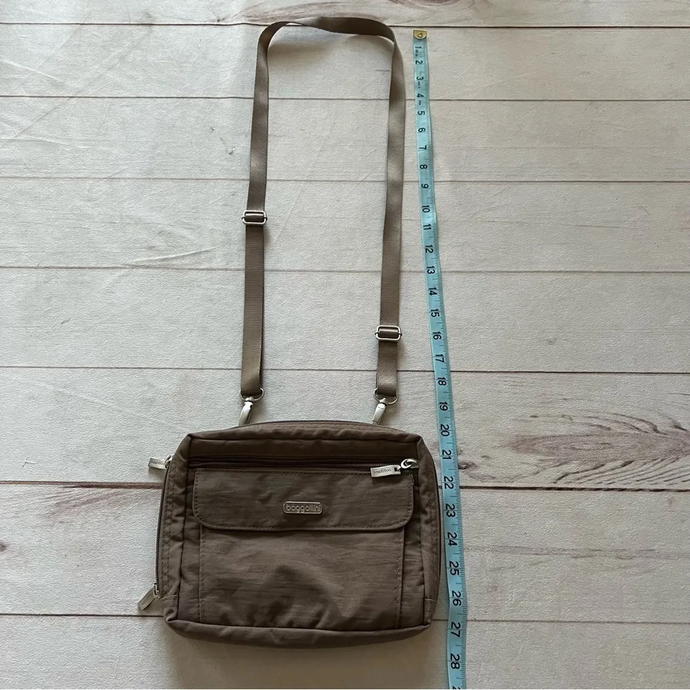 BAGGALLINI Women’s Multi Pocket Crossbody Shoulder Brown Nylon Bag - Image 10