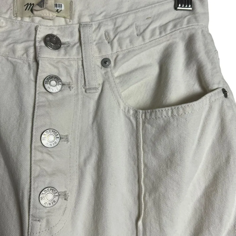 Madewell Baggy Straight High Rise Button Fly Jeans Vintage White Canvas Size 25 - Image 8