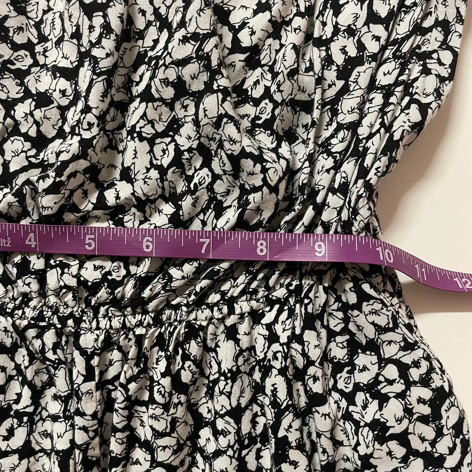 Forever 21 Black & Cream Floral Print Strapless Jumpsuit Size M GUC - Image 7