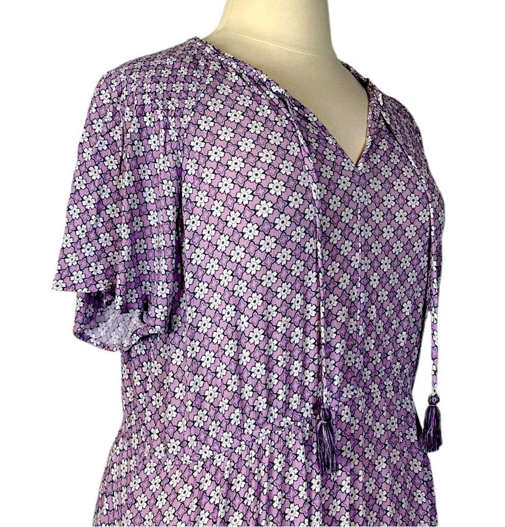 Knox Rose Maxi Dress Boho V-neck Tassel Purple Floral Women’s Plus Size XXL - Image 8
