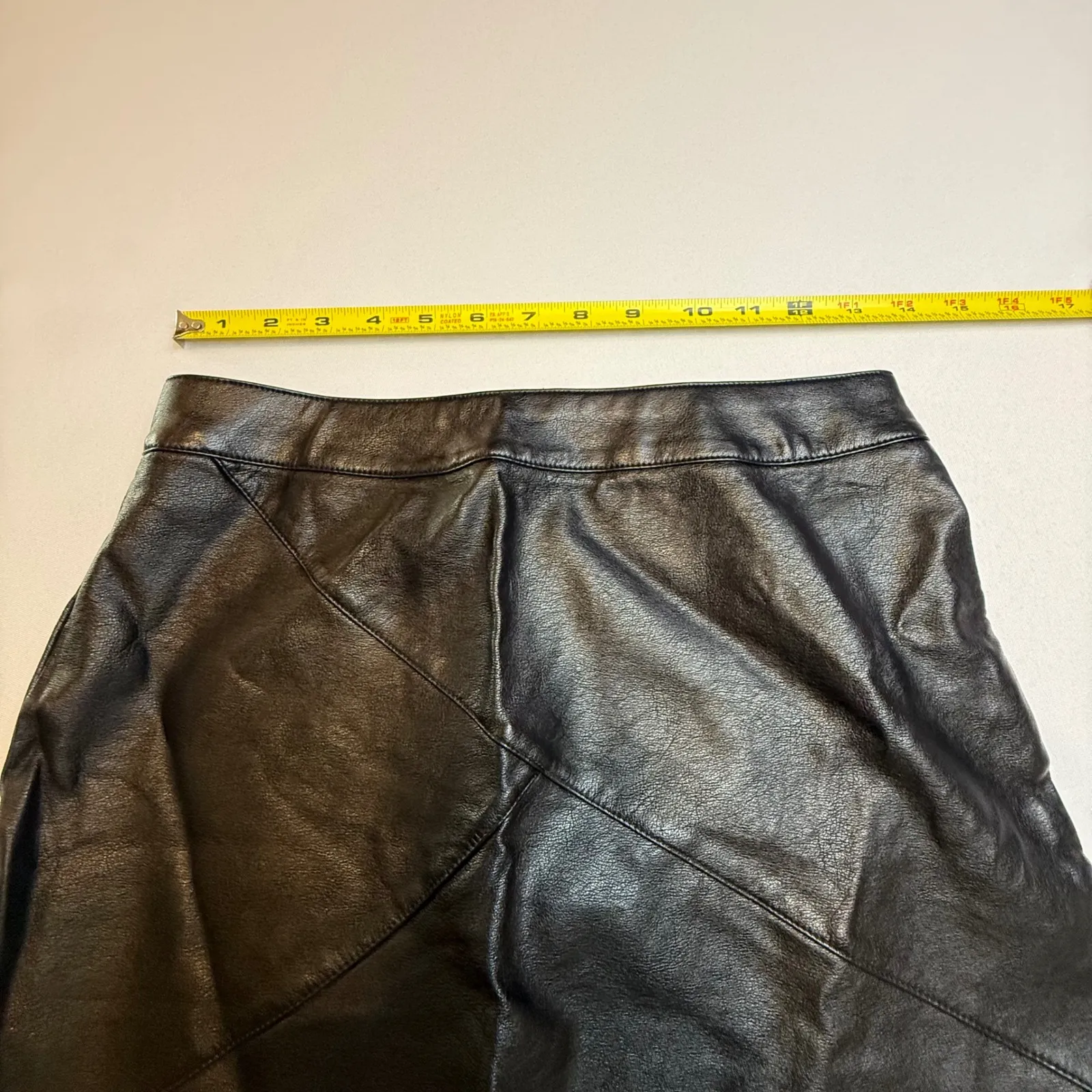 GUANYY Faux Leather Mini Skirt Black Back Zipper A Line Womens Trendy Size Small - Image 3