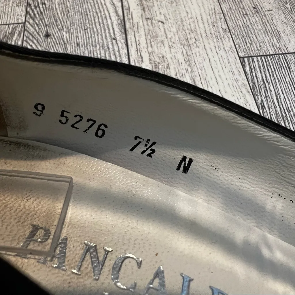 VTG Pancaldi 1888 Black Silk Floral Appliqué Heels Size 7.5 AA Coquette Y2K - Image 8