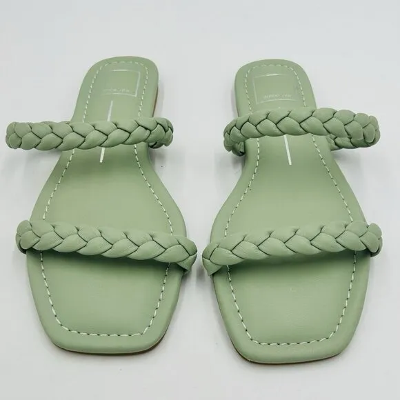 NWOT Dolce Vita Double Braided Strap Flat Sandals Seafoam Green Sz 8 NEW - Image 2
