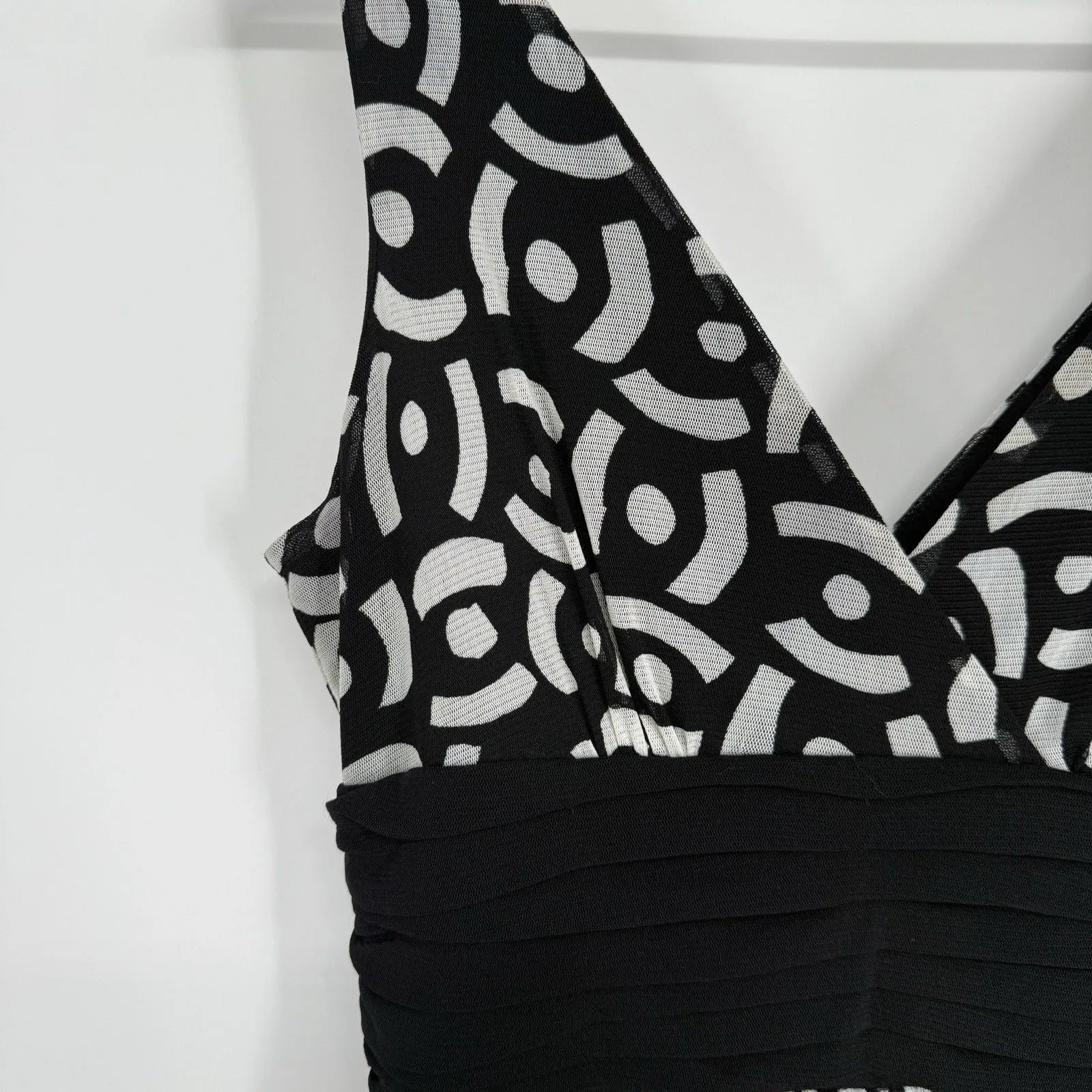 Vintage Mixit Womens Midi Dress Sheer Black White Whimsygoth Rockabilly Size 4 - Image 2