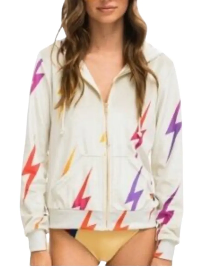 Aviator Nation Velvet Lightning Bolt Zip Up Hoodie - Image 1