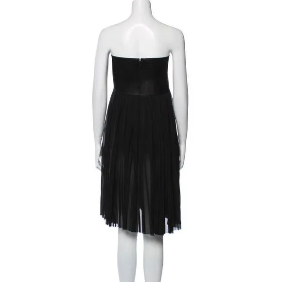 NEW Cinq à Sept Strapless 100% Silk Mini Dress, Black, US 8 - Image 3