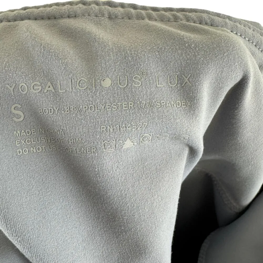 Yogalicious Lux Gray Cropped Elastic Waist Skinny Cropped Strappy Leggings Sz S - Image 5