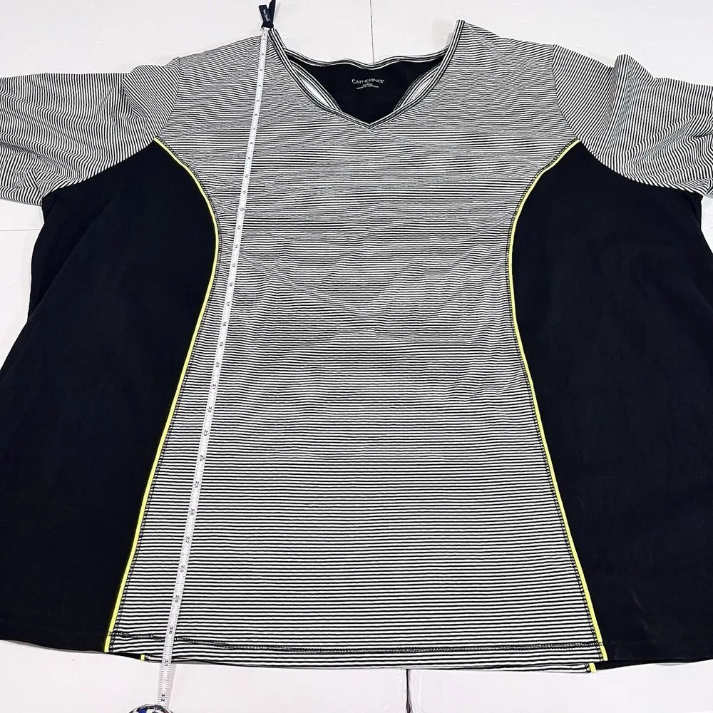 Catherines Black White Stretch 3/4 Sleeve Racerback Cutout Athleisure Top 4X - Image 5