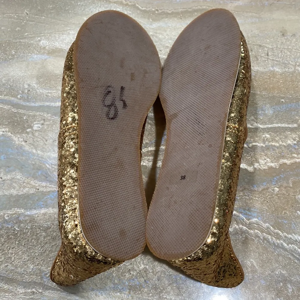 Glitter Women Ballet Flats Sequin Upper Almond Toe Gold Size Women’s 8 - Image 6