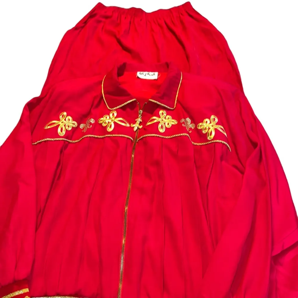 Talk Of The Walk Atlantic City Women’s 2 Pc Pant Set Size XL Vintage Made In USA Red - Image 3