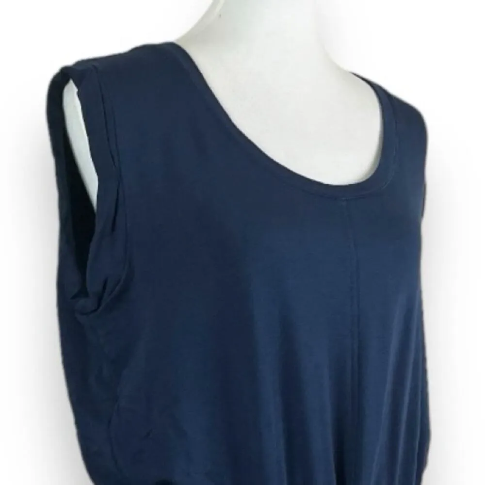 Lou & Grey Women’s Romper Pockets Sleeveless Ponte Knit Navy Blue Size Large - Image 6