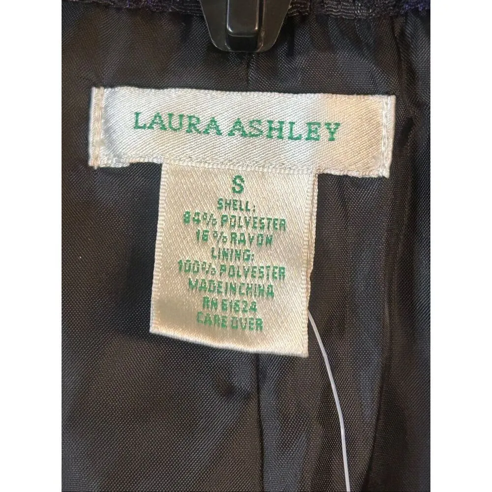 Laura Ashley Women’s Button Up Lined Blazer Purple Black NWT Size Small (5403) - Image 5