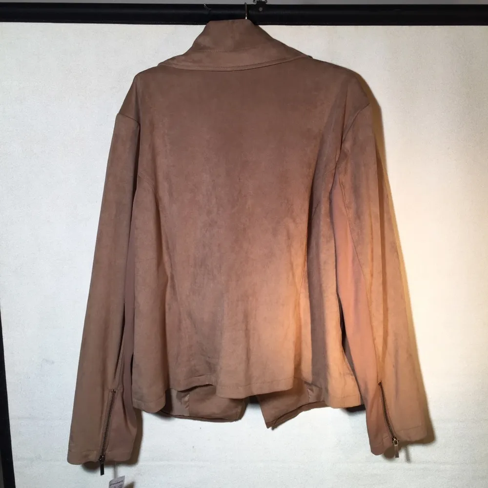 NEW Dress Barn Faux Suede Tan Jacket 2X - Image 3