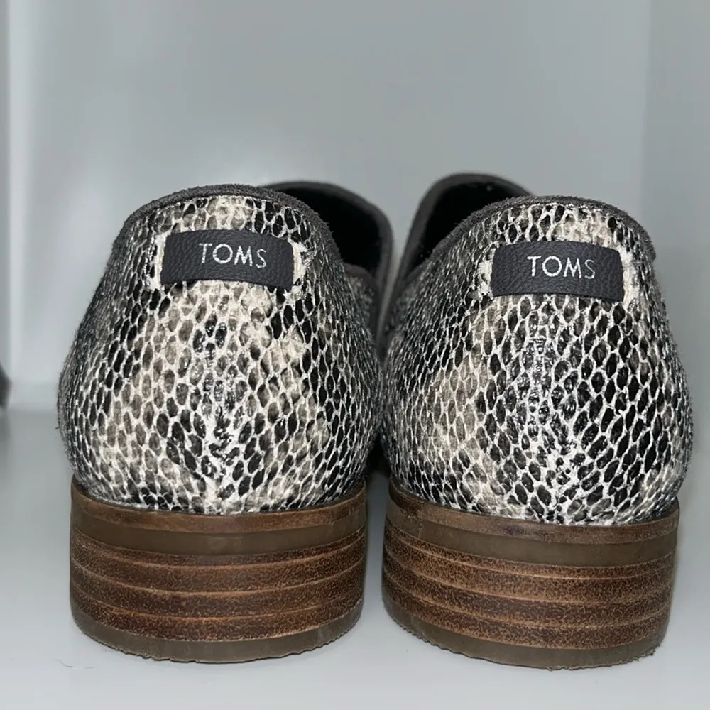 Toms Shaye Leather Snakeskin Print Ankle Booties Low Boots 7.5 Snake Shoes - Image 5