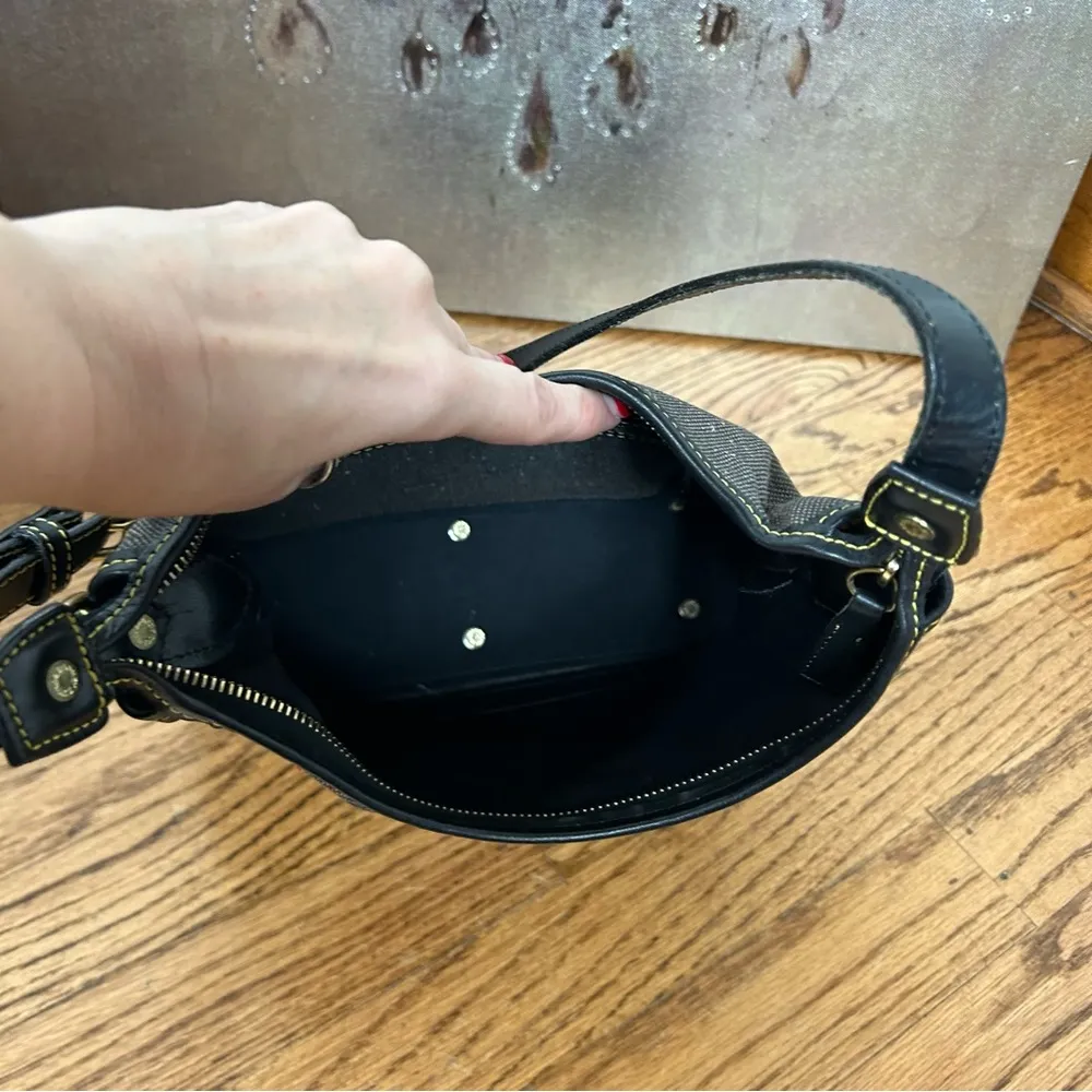 Dooney & Bourke Canvas Tweed Leather Shoulder Bag - Image 11