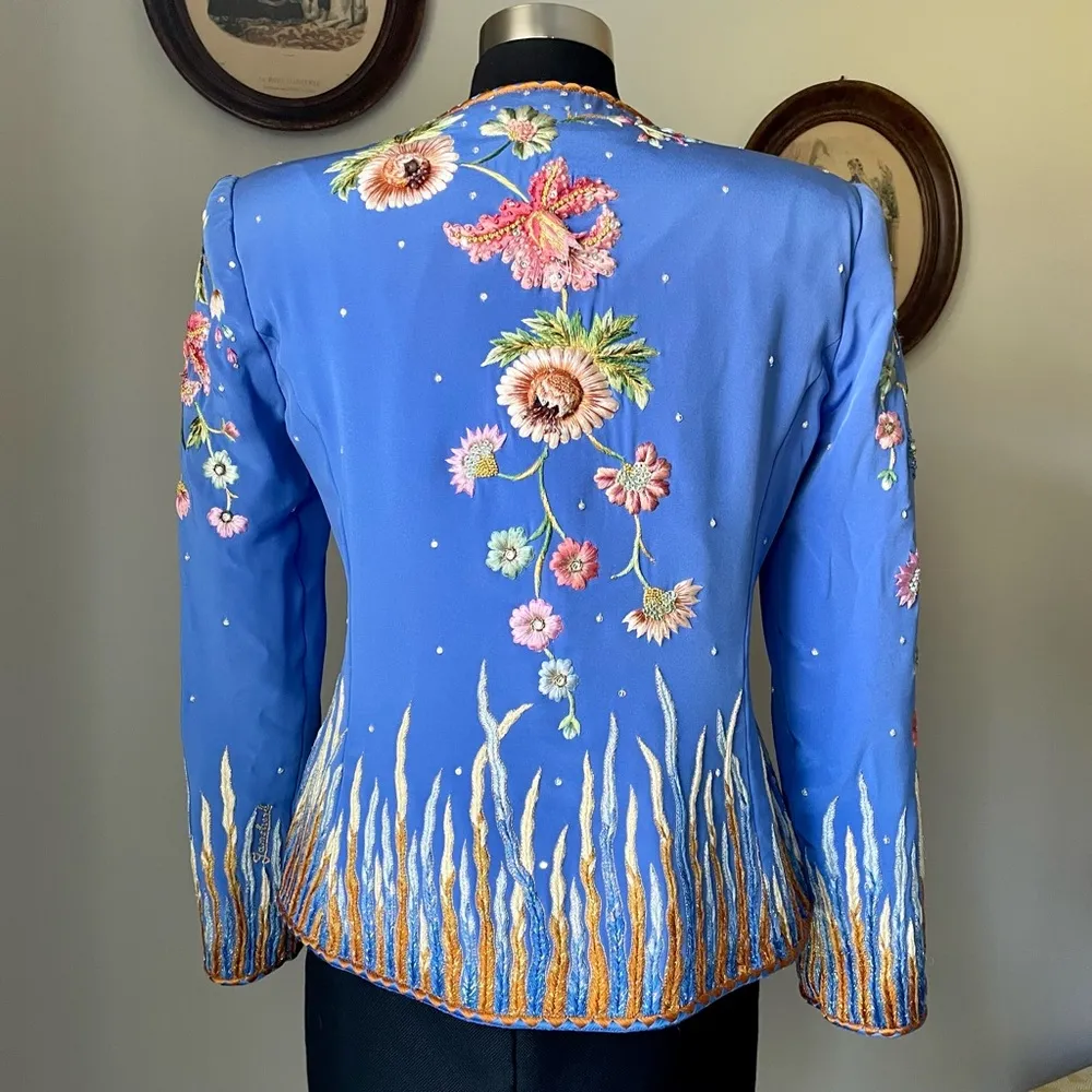 VINTAGE 1980s Silk Embellished Jacket - Image 4