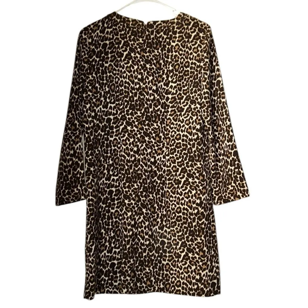 Jcrew Brown & Tan Leopard Print Shift Dress(Size 2) - Image 4