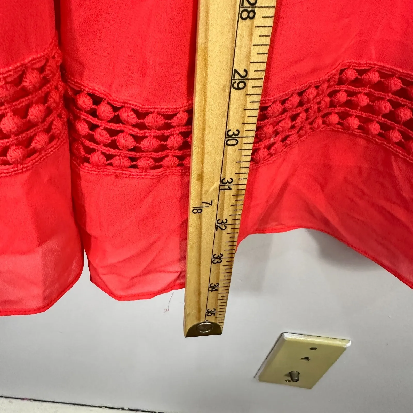 IZ‎ Byer Dress Womens Small Red Crochet Lace Boho Festival Summer Party Retro - Image 2