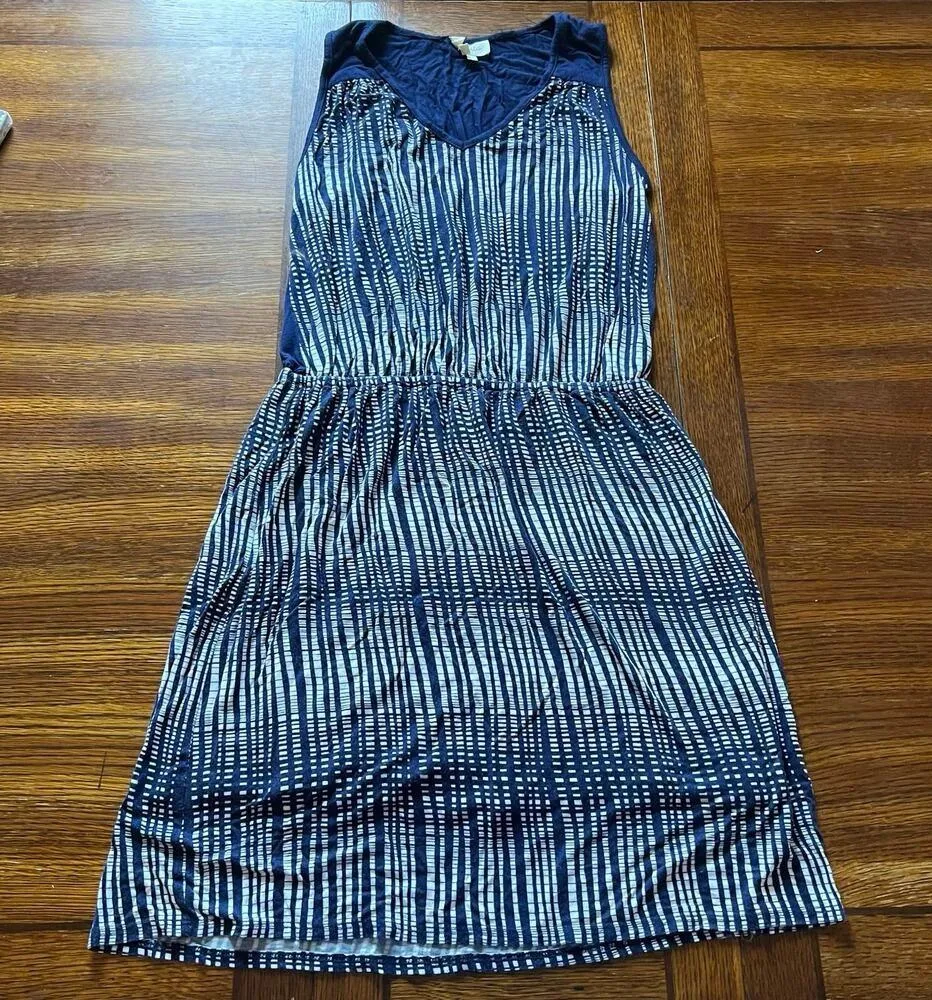 Anthropologie Deletta Janie Jersey Dress Blue Motif White Women’s Medium - Image 10
