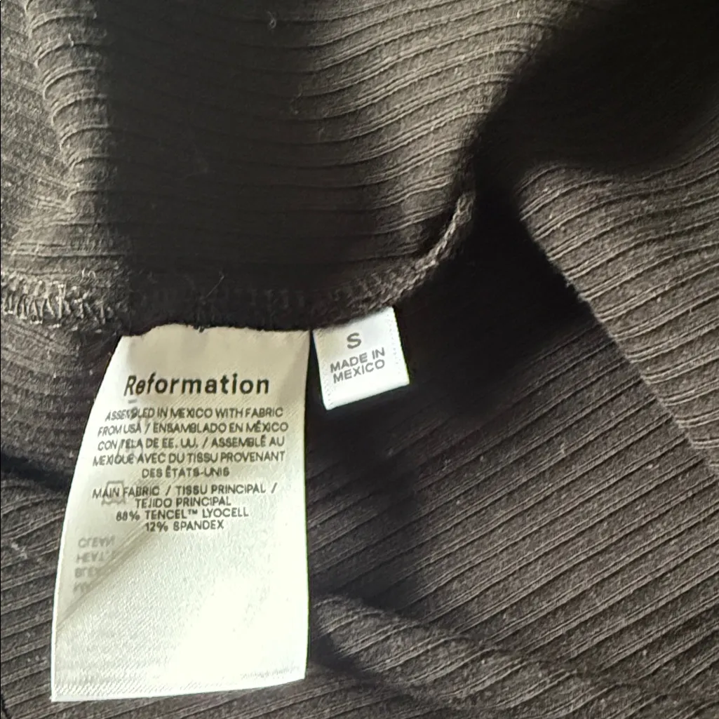 REFORMATION Black Cassi Ribbed Knit Dress Small - Image 12