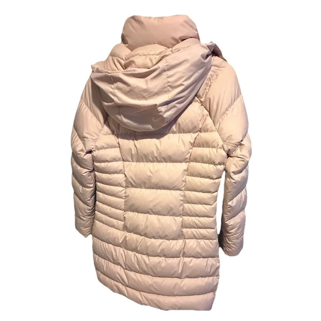 Athleta Downtown Parka Jacket Womens Sz S Baby Pink Hooded Down Puffer Coat EUC - Image 3