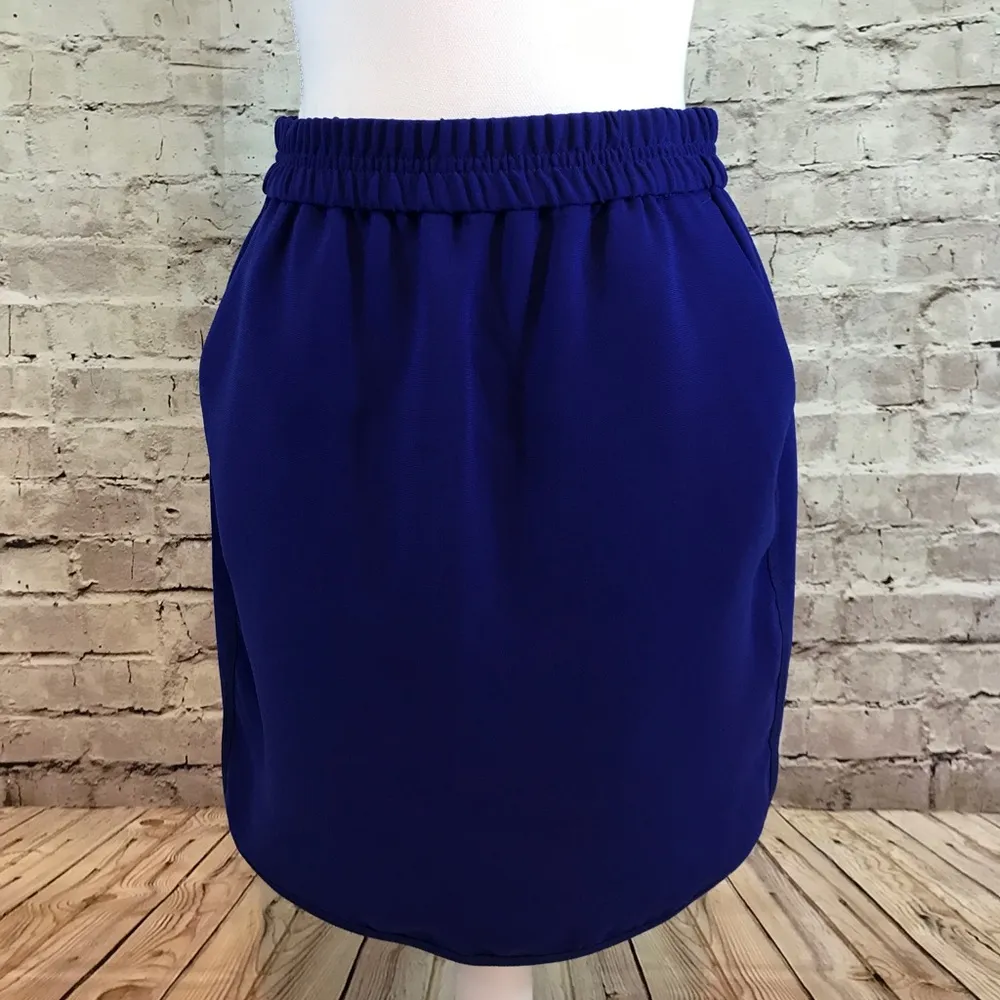J. Crew Crepe Pencil Skirt With curved hem Cobalt - Image 2