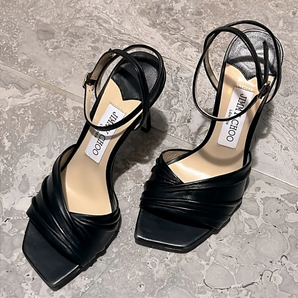 Jimmy Choo Basil Ankle Strap High Heel Black Sandals, Size 35 NEW in Box+DustBag - Image 6