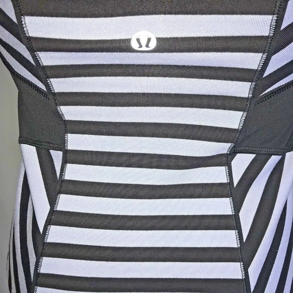 Lululemon Womens Work It Out Tank Top Size 4 Black Purple Striped Athletic Yoga - Image 5