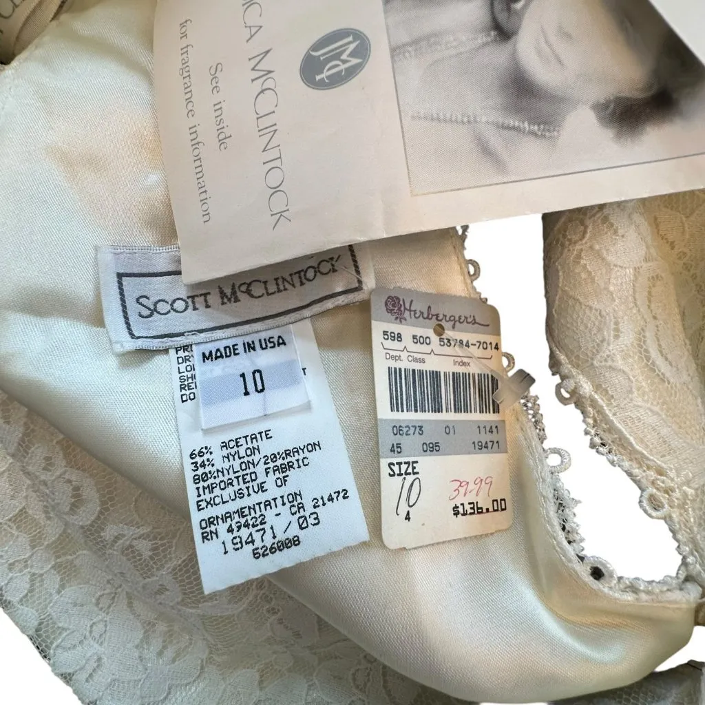 NWT Vtg Gunne Sax Scott McClintock Ivory Lace & Black Velvet Long Dress Size 10 - Image 7