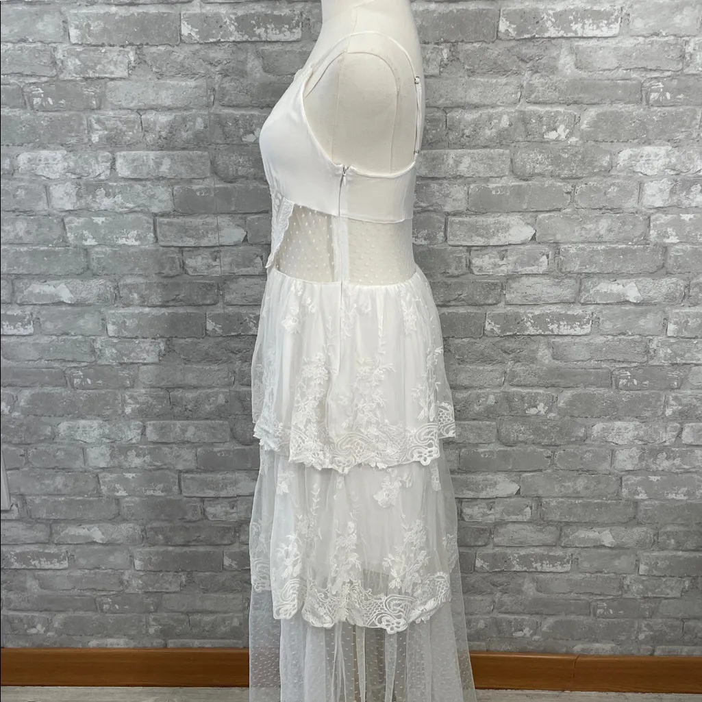 VENUS White Lace Backless Dress - Image 5
