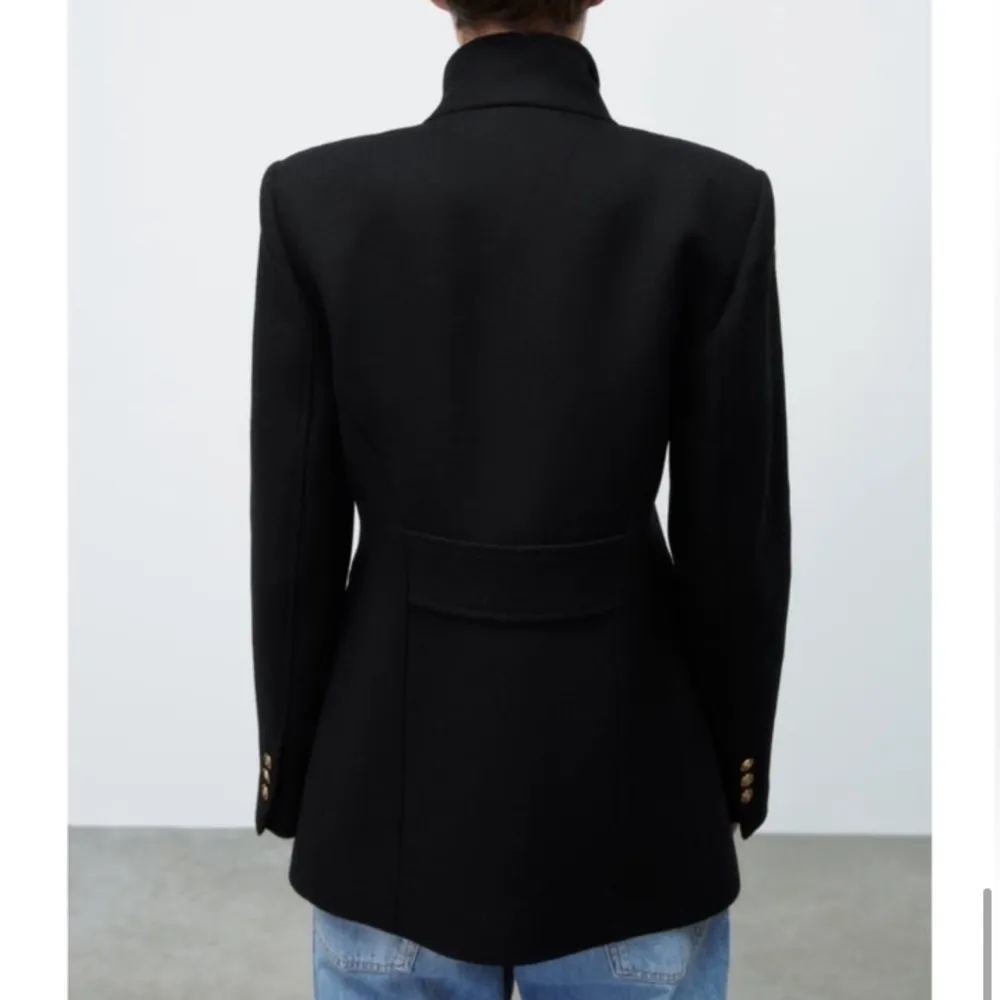 NWT Zara BUTTON WOOL BLEND COAT BLACK 75% Manteco Italian Wool - Image 7