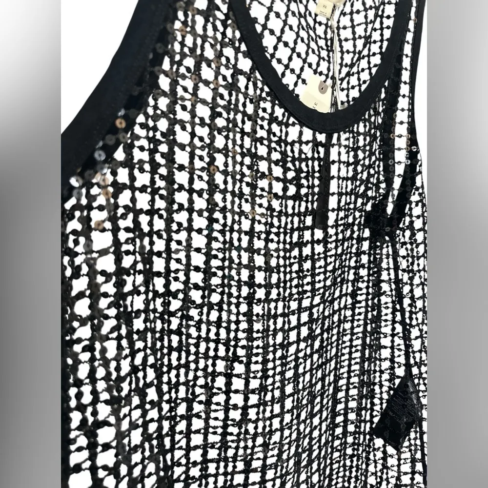 Pilcro  Black Sheer Sequin Mesh Tank Top NWT - Image 3