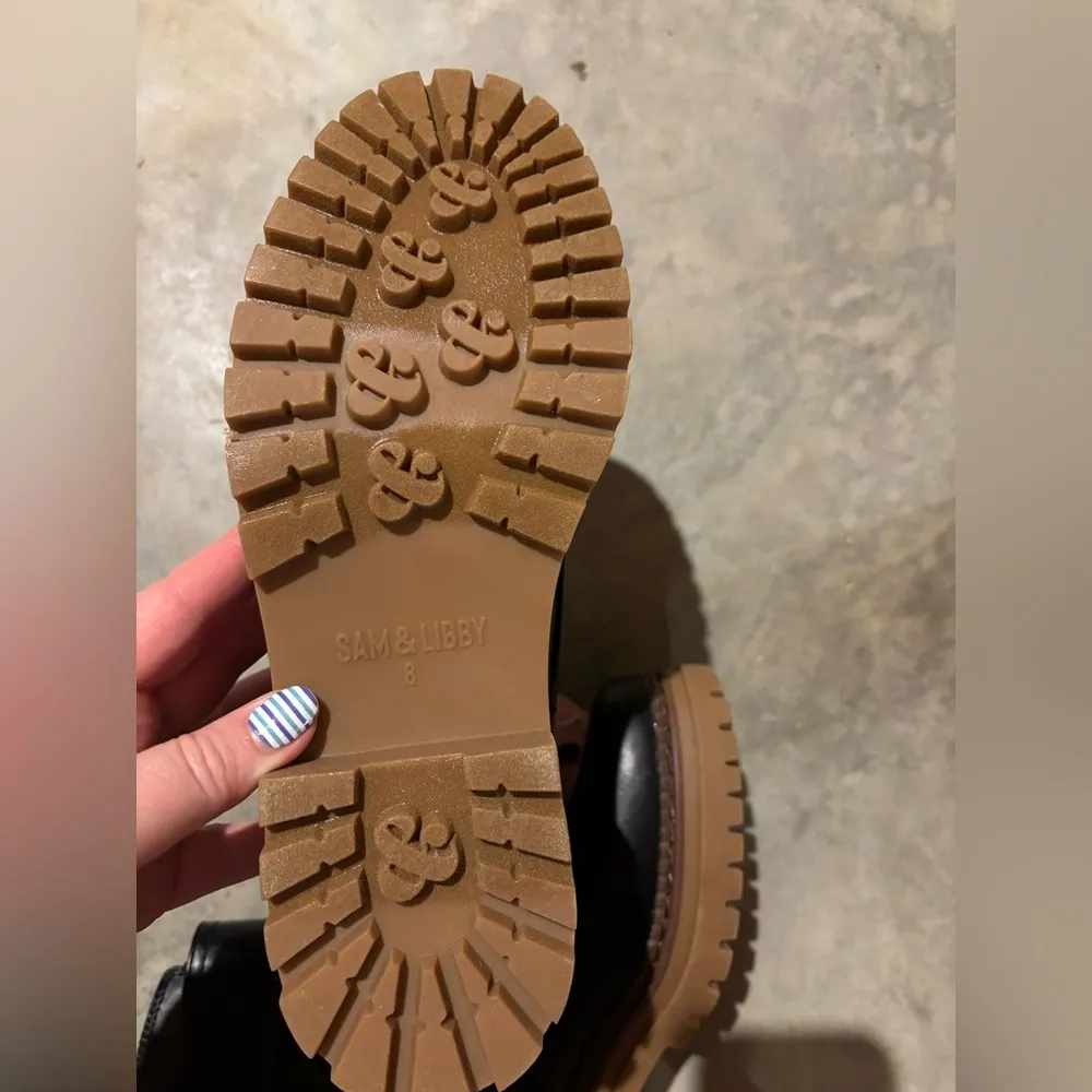 Sam & Libby Samantha Combat Boots 8 New Faux Leather Zip Lace Up Embellished - Image 5